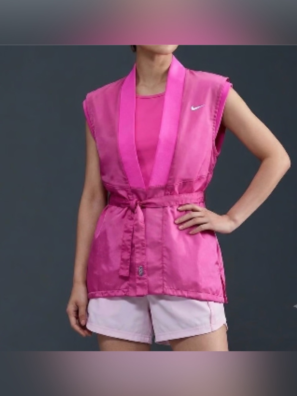 Nike Serena Williams Design Crew Wrap Top Vest Pink Nylon Womens M NWT